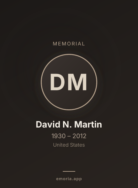 Memorial portrait of David N. Martin