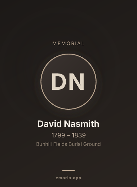 Memorial portrait of David Nasmith