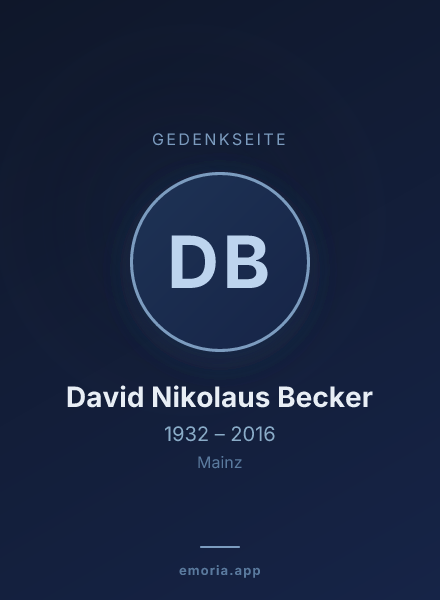 Gedenkportrait von David Nikolaus Becker