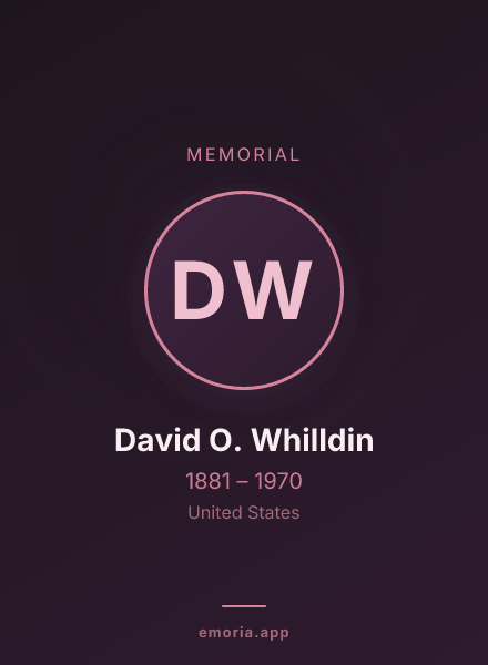 Memorial portrait of David O. Whilldin