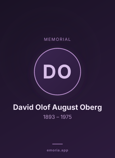 Memorial portrait of David Olof August Oberg