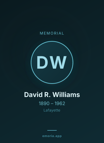 Memorial portrait of David R. Williams
