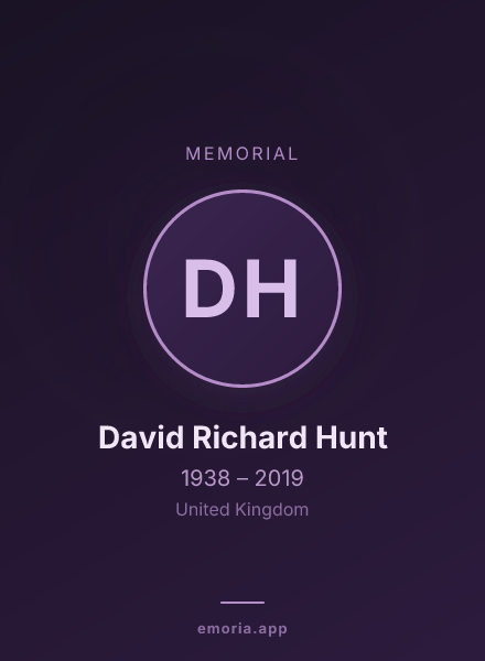Memorial portrait of David Richard Hunt