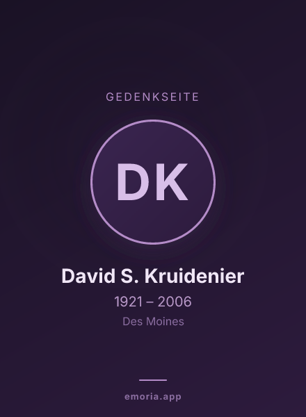 Gedenkportrait von David S. Kruidenier