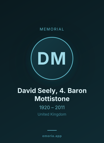 Memorial portrait of David Seely, 4. Baron Mottistone