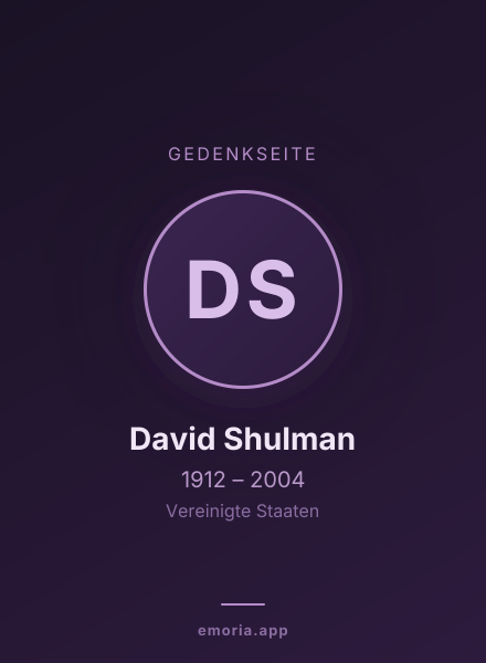 Gedenkportrait von David Shulman
