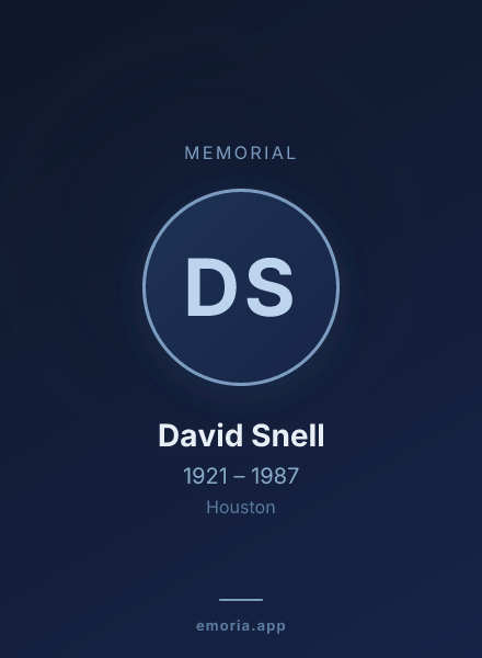 Memorial portrait of David Snell