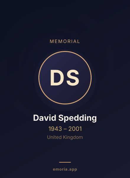 Memorial portrait of David Spedding