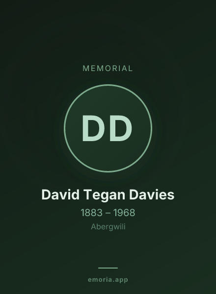 Memorial portrait of David Tegan Davies