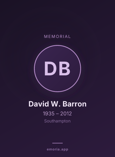 Memorial portrait of David W. Barron