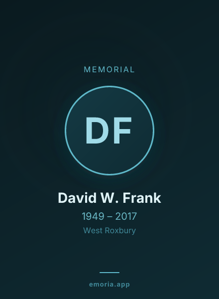Memorial portrait of David W. Frank