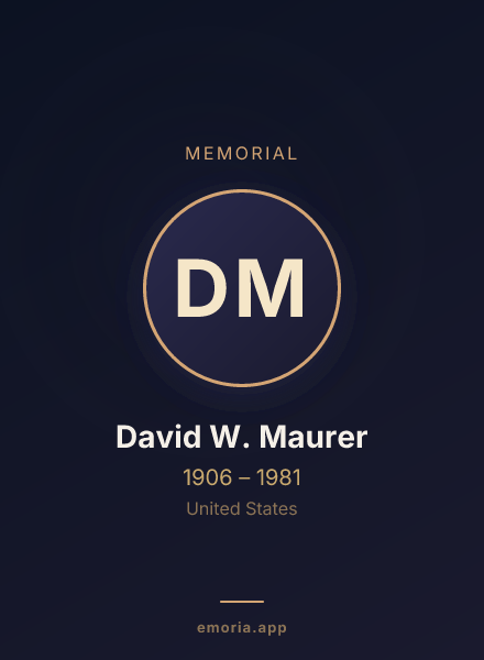 Memorial portrait of David W. Maurer