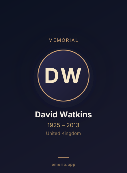 Memorial portrait of David Watkins