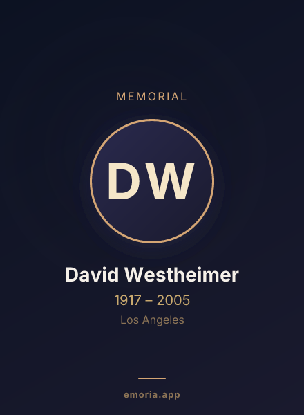 Memorial portrait of David Westheimer