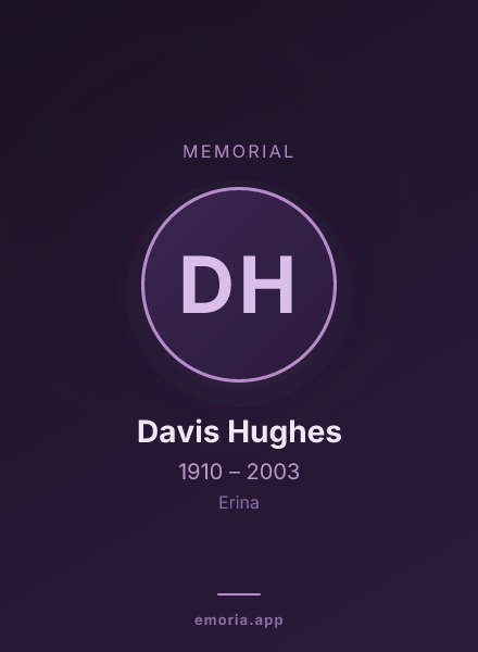 Memorial portrait of Davis Hughes