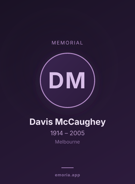 Memorial portrait of Davis McCaughey