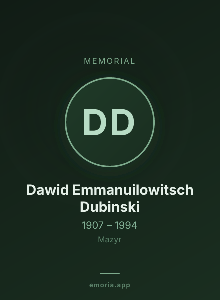 Memorial portrait of Dawid Emmanuilowitsch Dubinski