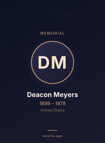 Memorial portrait of Deacon Meyers