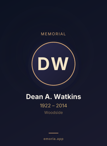 Memorial portrait of Dean A. Watkins