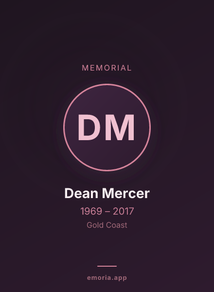 Memorial portrait of Dean Mercer
