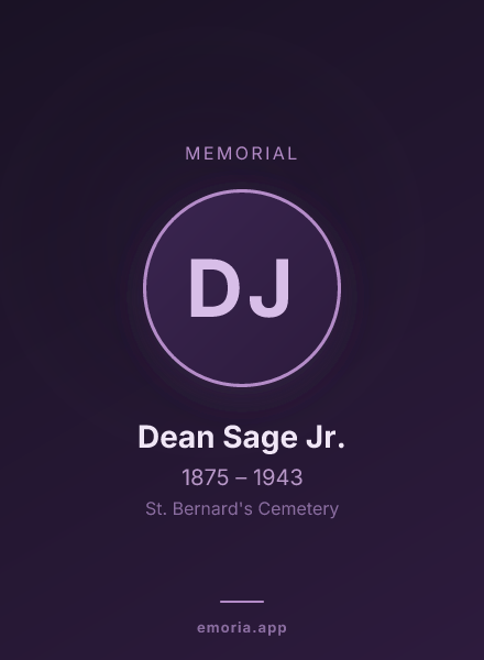 Memorial portrait of Dean Sage Jr.