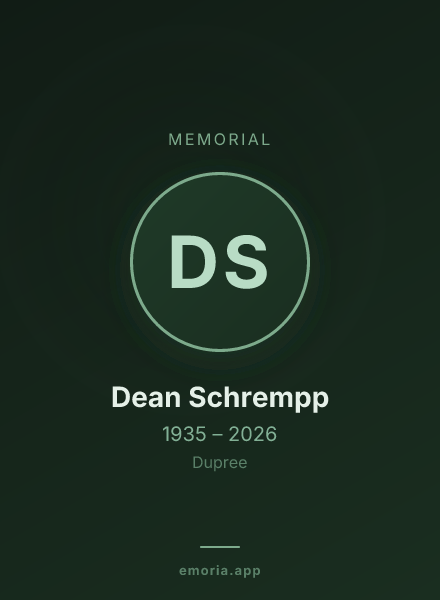 Memorial portrait of Dean Schrempp