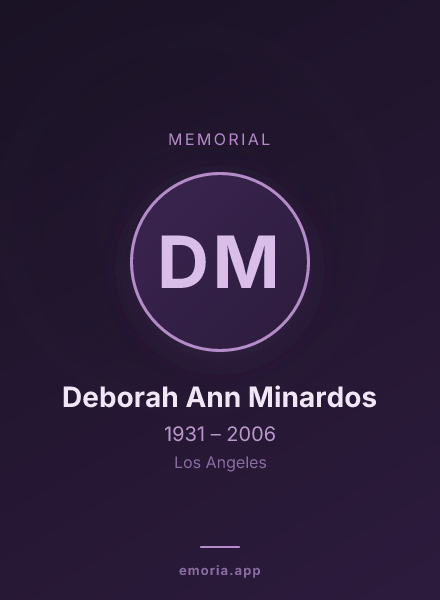Memorial portrait of Deborah Ann Minardos