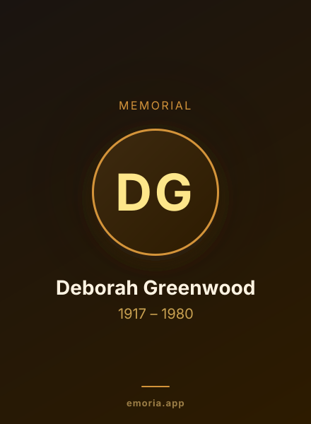 Memorial portrait of Deborah Greenwood