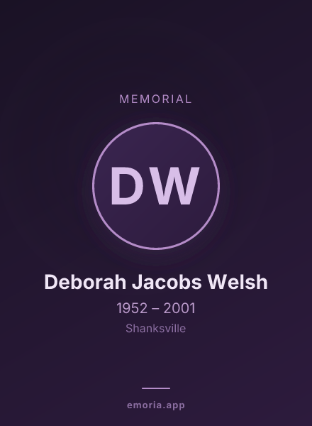 Memorial portrait of Deborah Jacobs Welsh