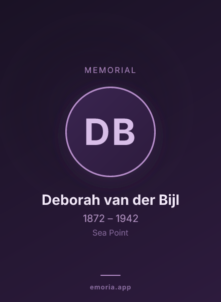 Memorial portrait of Deborah van der Bijl