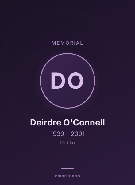 Memorial portrait of Deirdre O'Connell
