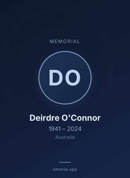 Memorial portrait of Deirdre O'Connor