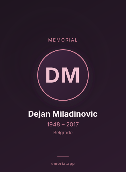 Memorial portrait of Dejan Miladinovic