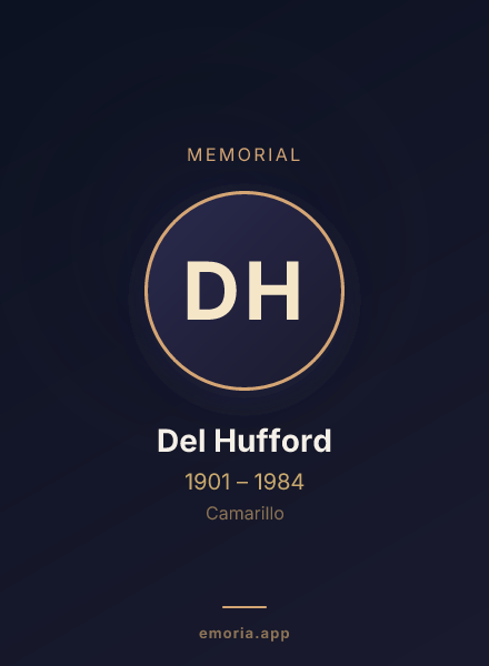 Memorial portrait of Del Hufford