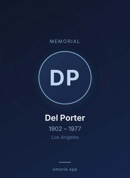 Memorial portrait of Del Porter