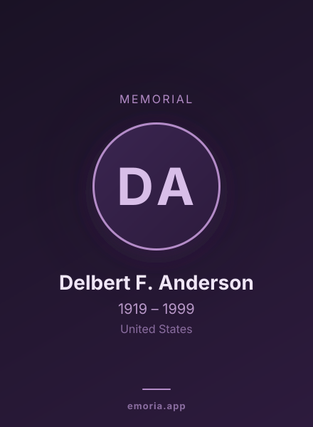 Memorial portrait of Delbert F. Anderson