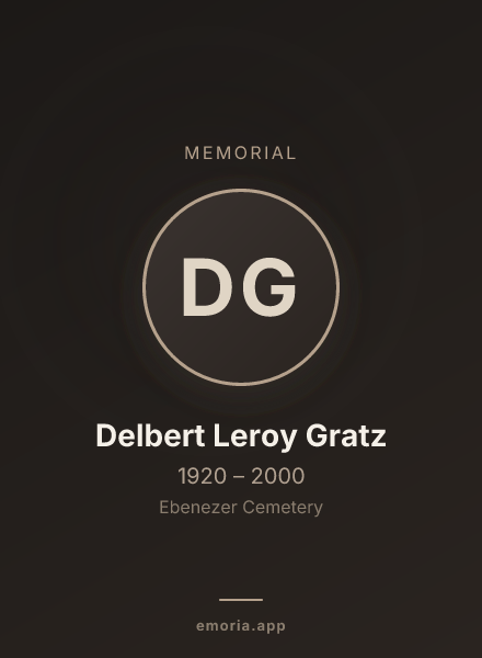 Memorial portrait of Delbert Leroy Gratz