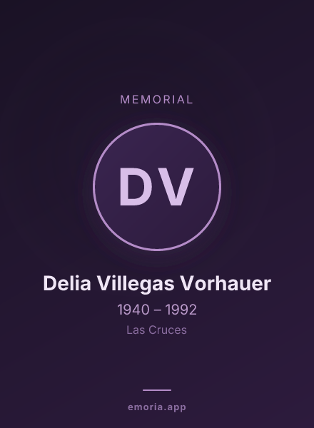 Memorial portrait of Delia Villegas Vorhauer
