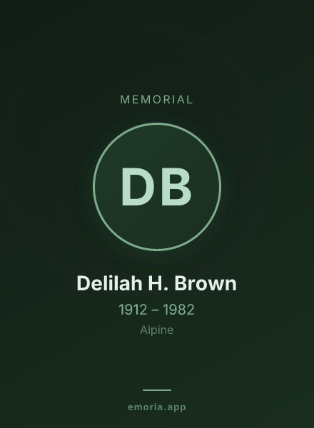 Memorial portrait of Delilah H. Brown