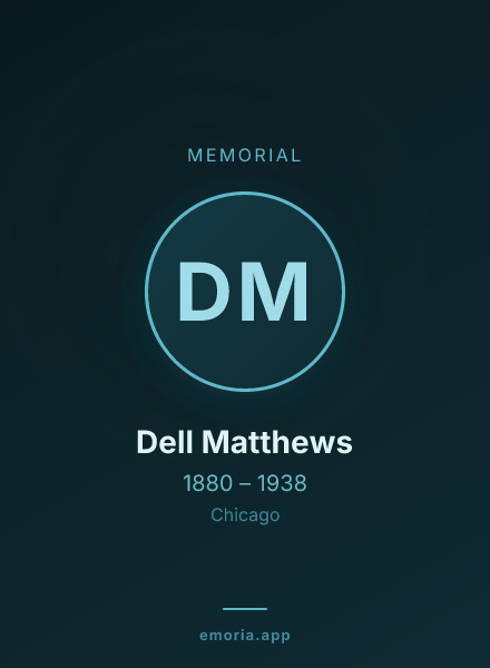 Memorial portrait of Dell Matthews