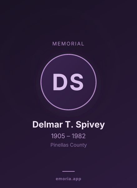 Memorial portrait of Delmar T. Spivey