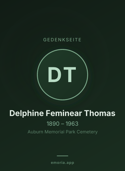 Gedenkportrait von Delphine Feminear Thomas