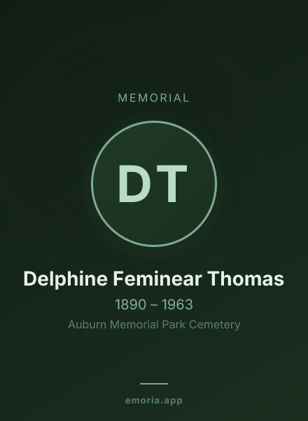 Memorial portrait of Delphine Feminear Thomas