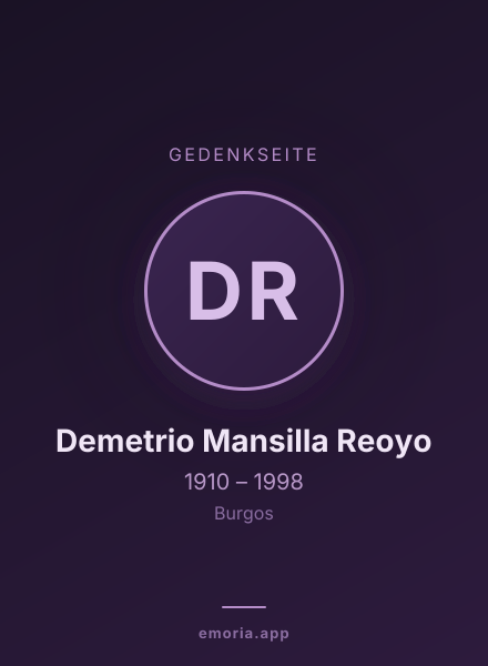 Gedenkportrait von Demetrio Mansilla Reoyo