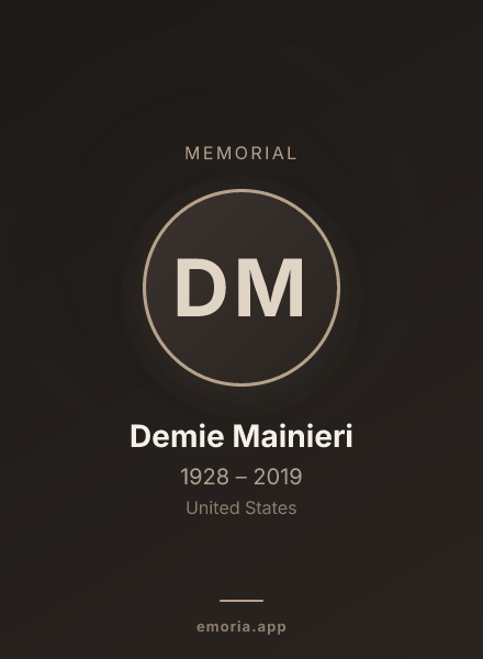 Memorial portrait of Demie Mainieri