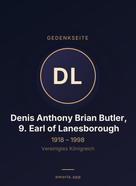 Gedenkportrait von Denis Anthony Brian Butler, 9. Earl of Lanesborough