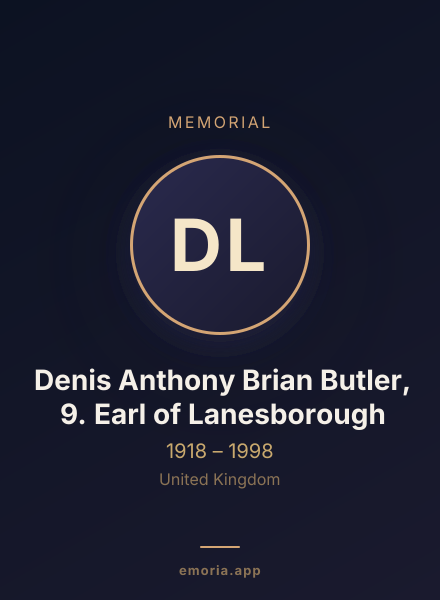 Memorial portrait of Denis Anthony Brian Butler, 9. Earl of Lanesborough