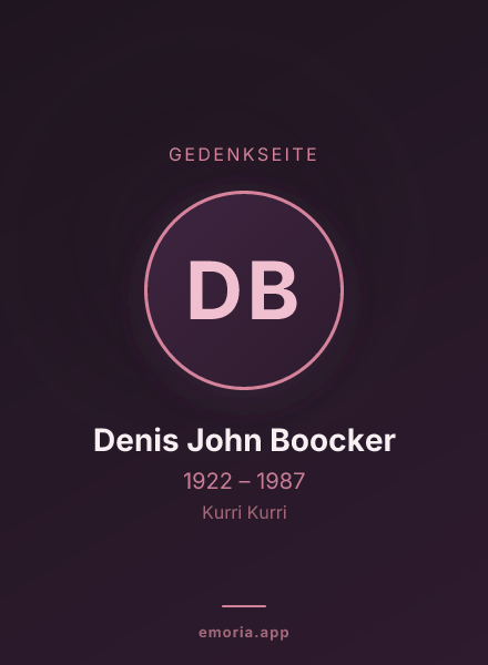 Gedenkportrait von Denis John Boocker