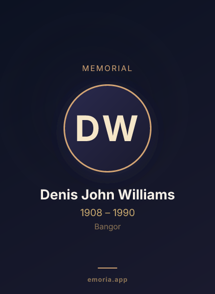 Memorial portrait of Denis John Williams