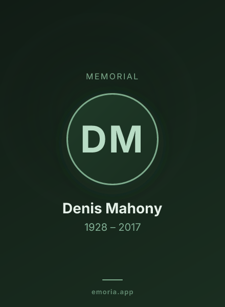 Memorial portrait of Denis Mahony